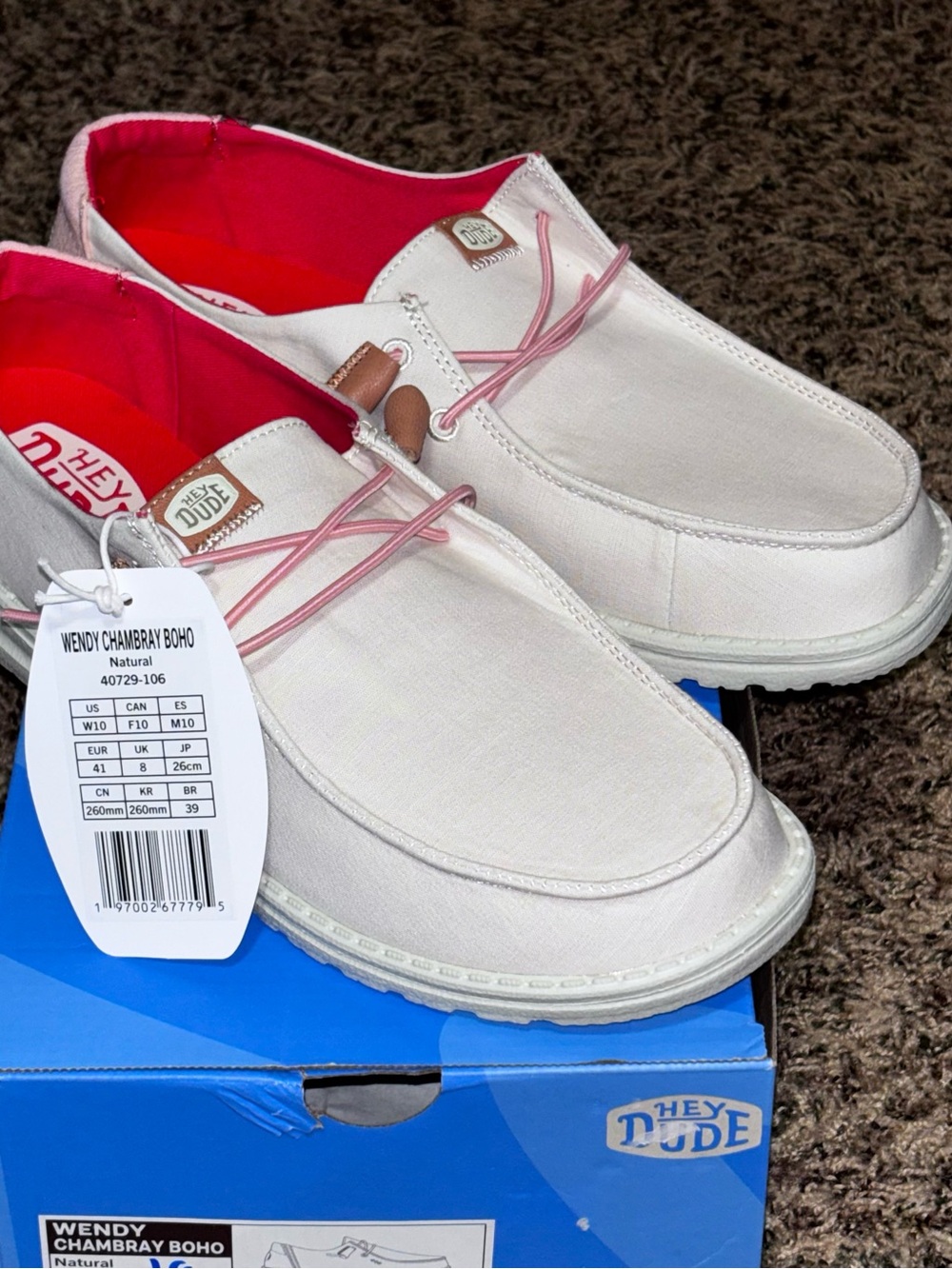 Hey Dude Wendy Chambray Boho Women's Size 10 Slip On Shoes Natural Beige